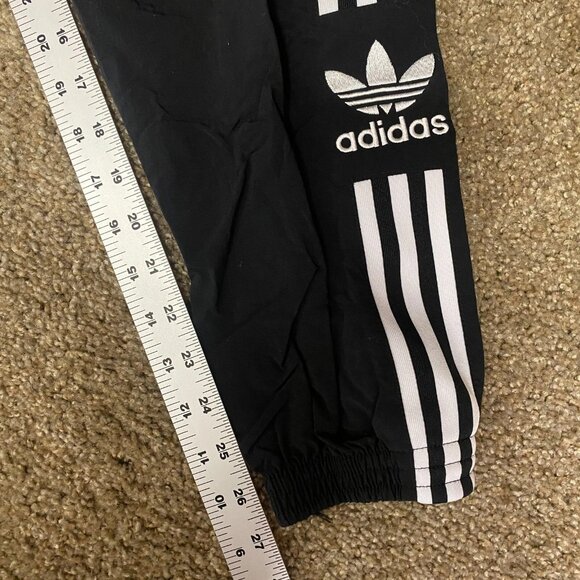 Adidas Jogger Pants Women's Small Black 3 Striped Nylon High Rise Elastic Waist - Picture 11 of 13